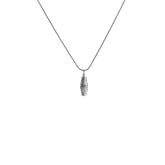 Snow Ridge micro-engraved ashes necklace — sterling-silver urn pendant on snake chain, product shot on white background.