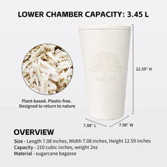 Biodegradable Urn for Ashes Dual-Chamber Planting & Tree pods Burial Urn,Sugarcane Fiber Memorial Urn,Earth Friendly Eco Urn for Human Ashes & Pet Ashes Living urn,210Cu in