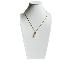 Natural agate cremation necklace on display bust, minimal gold chain