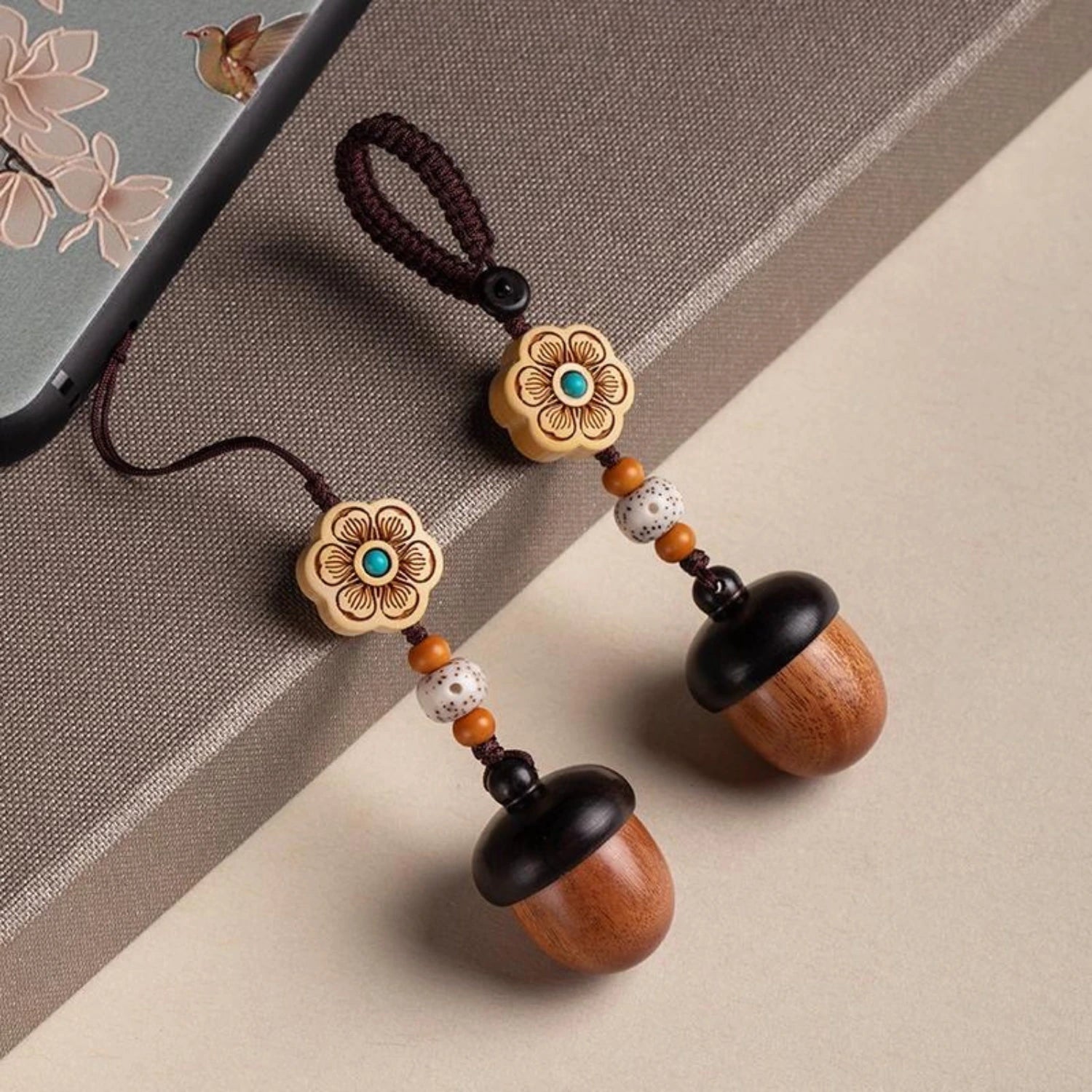 Pine Cone Urn Keychain — pair set shown together