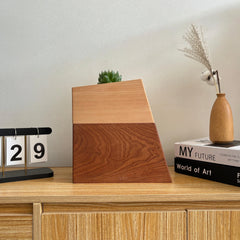 Sapele vase pet urn placed on cabinet for real-life display