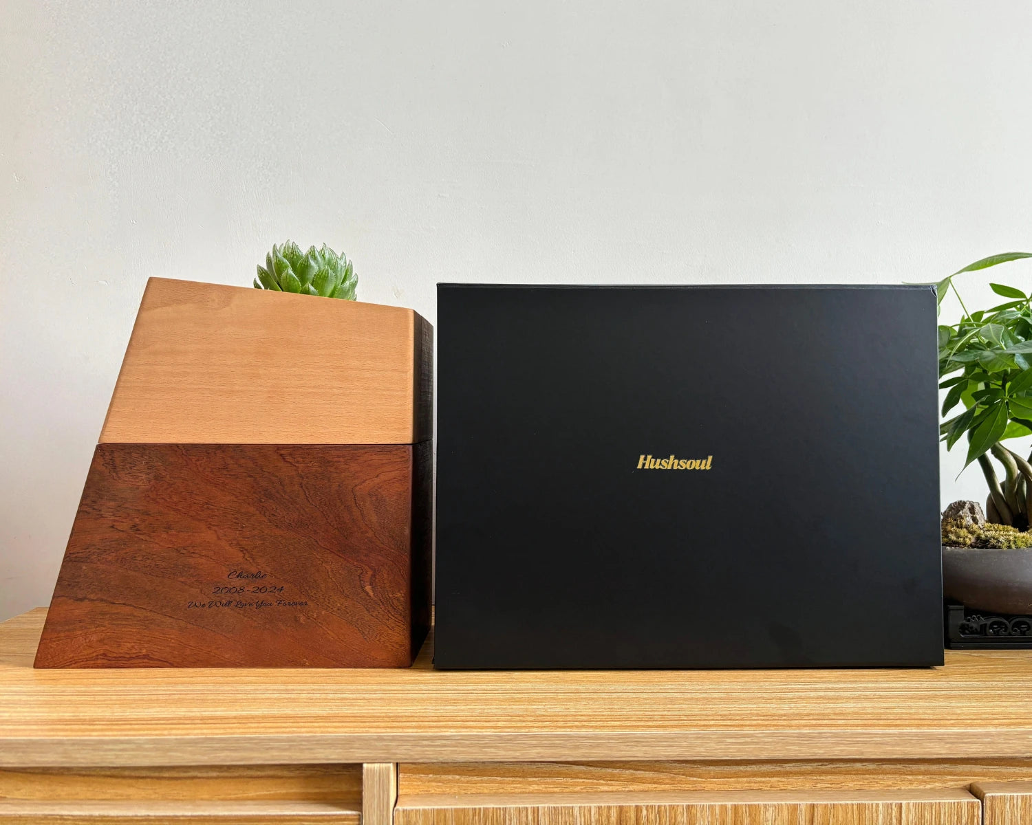 Sapele vase pet urn physical display and exquisite black packaging display