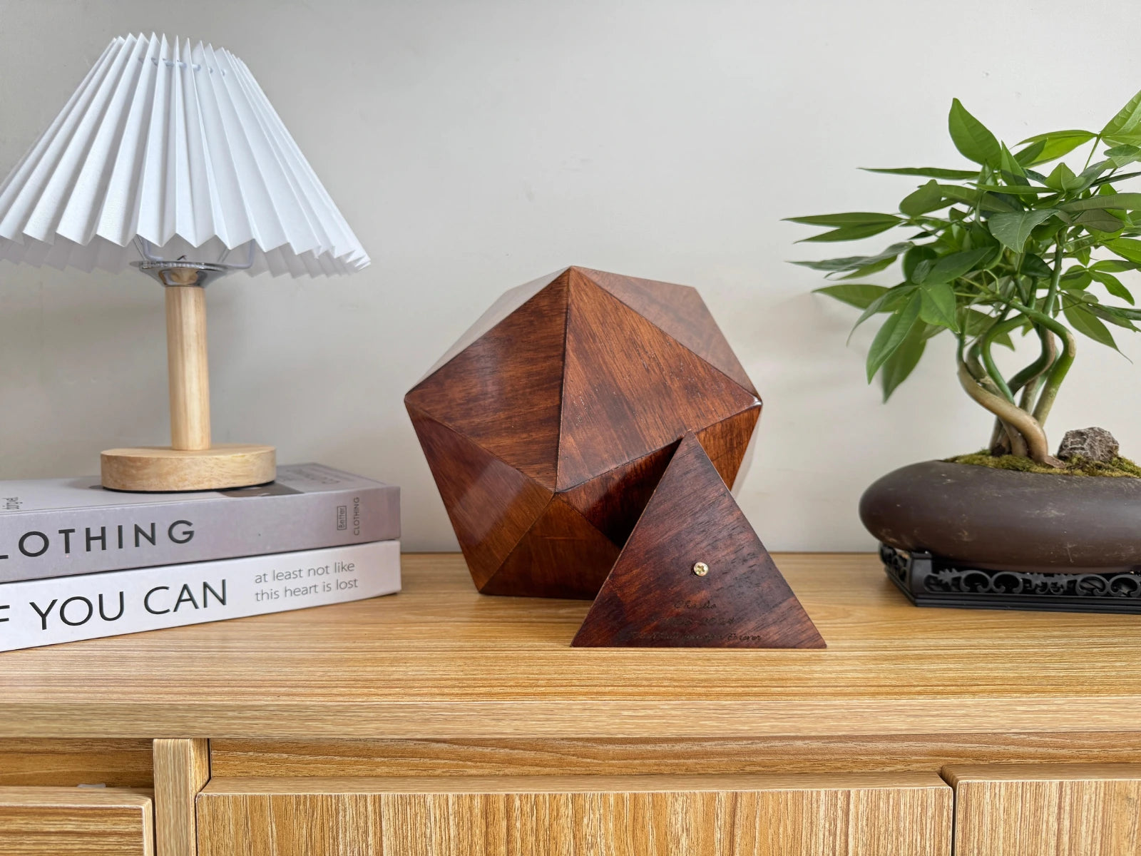 Solace Pet Urn — handcrafted walnut pet urn with removable lid for ashes